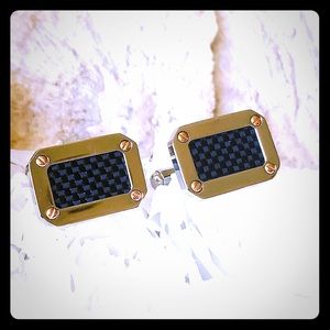 BNIB! Carbon Fiber Cuff Links 18kyg & Stainless